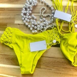 MIKOH | S / M | Tamarindo Lilikoi Crochet Hipster Macrame Strappy Bottom NWT
